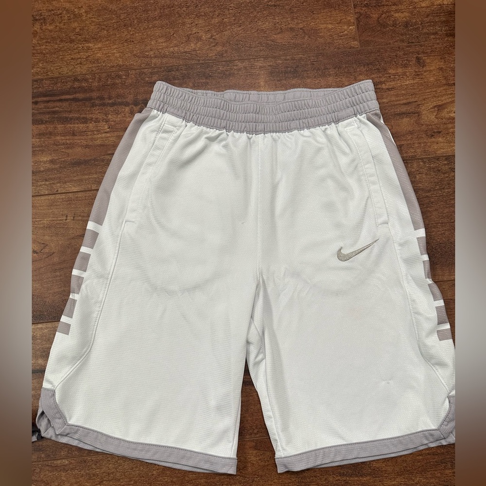 Grey & white nike shorts